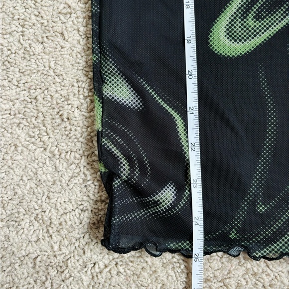 h&m black and green mesh abstract print slip midi skirt - Picture 11 of 11